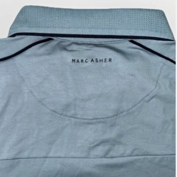 NEW Marc Asher Men’s Contrast Tipped Design Polo Shirt Blue Men's Size XL Golf - Picture 8 of 10